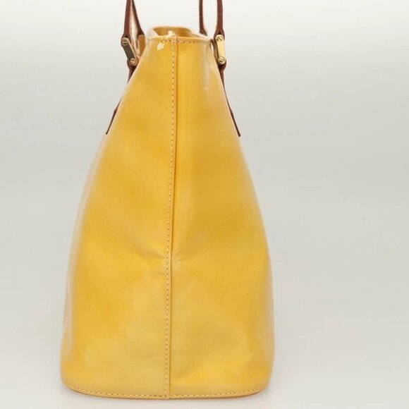 LOUIS VUITTON Monogram Vernis Houston Hand Bag Lime Yellow M91055 LV Auth - Picture 2 of 15